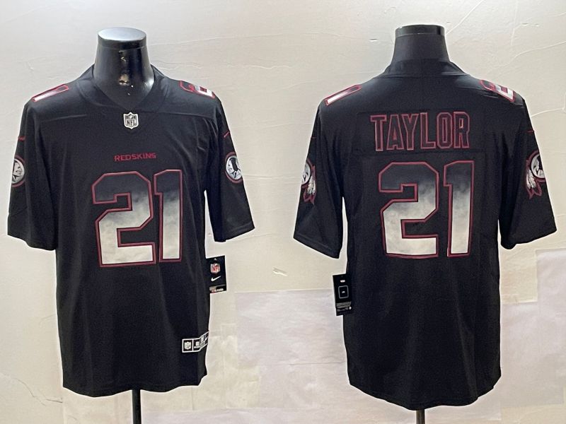 Men Washington Redskins #21 Taylor Black Nike Smoke Fashion 2024 Limited NFL Jersey style 1